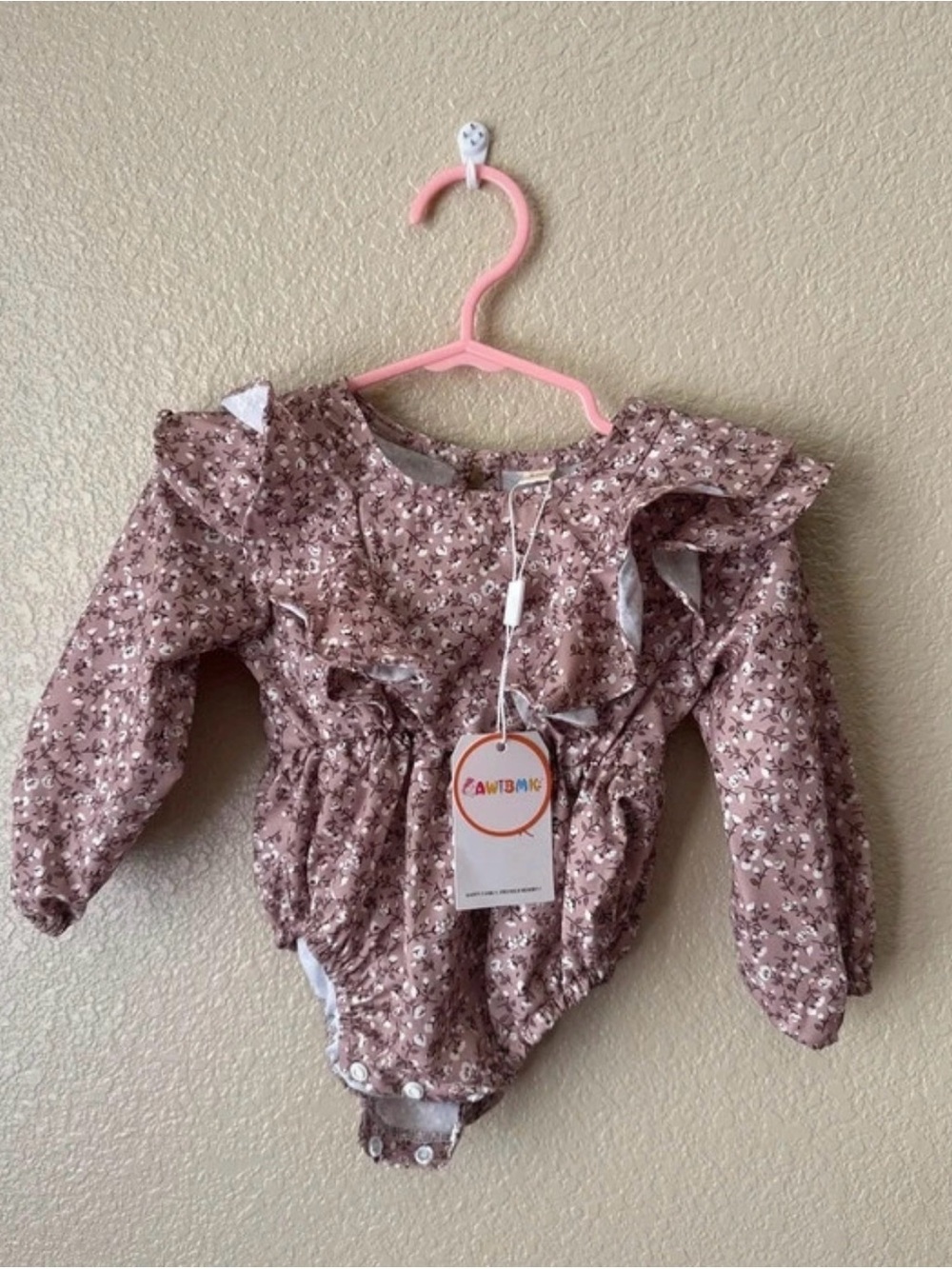 Floral Ruffle One-Piece for Kids in Mauve